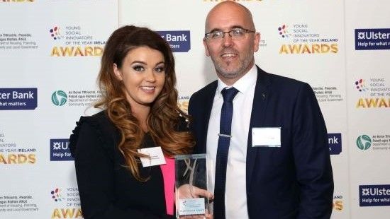 CAST founding member Rebecca Walsh and YSI Guide Noel Kelly with their High Impact Award in 2017